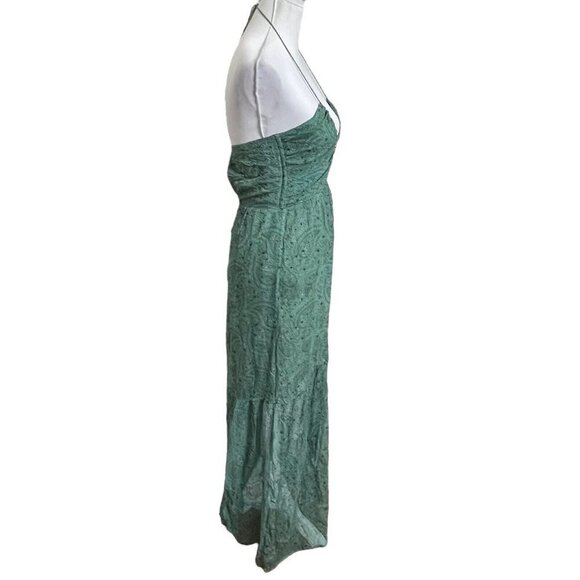 Suboo Stella Cut-Out Maxi Dress Green Women’s Size XS Halter Chiffon Flawed - Picture 5 of 13